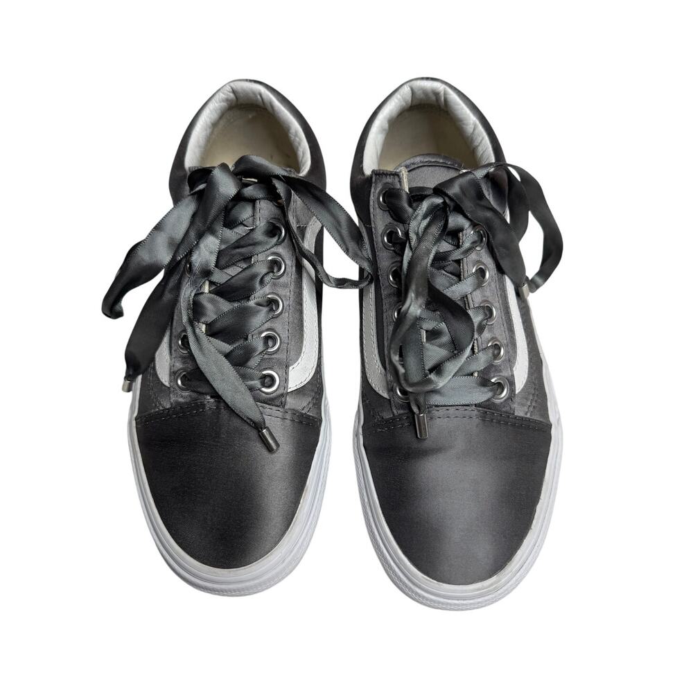 Vans Old Skool Satin Lux Gray Silver Ribbon Lace Sneakers 6.5
